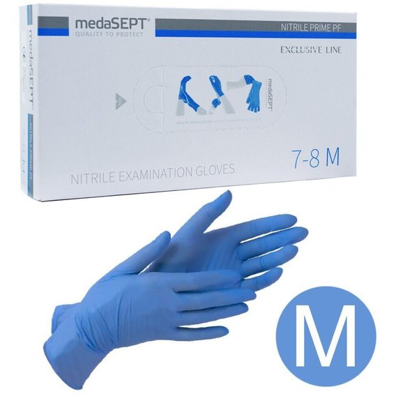 Перчатки одноразовые medaSEPT Nitrile Prime PF, M (7-8)