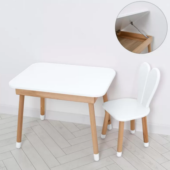Столик со стульчиком и ящиком Bambi 04-027W-TABLE Белый