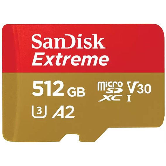 Карта памяти SanDisk 512GB microSDXC Class 10 UHS-I U3 A2 V30 Extreme (SDSQXAV-512G-GN6MN)