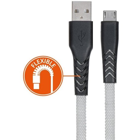Кабель 2E USB Cable to microUSB Flat 1m Urban Grey (2E-CCMT-1MGR)