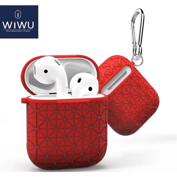 Чехол для наушников WIWU Snowflake Protect Case with Belt Red for Apple AirPods