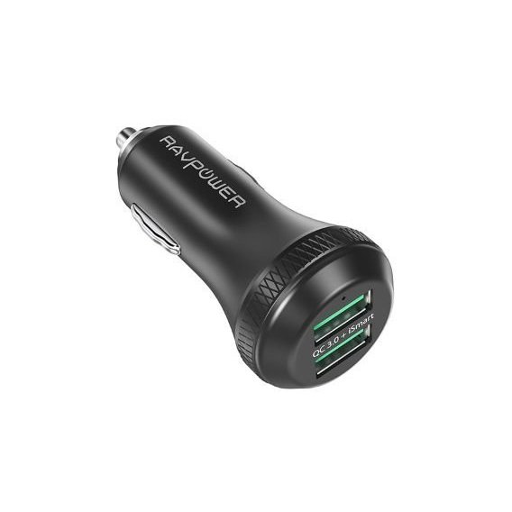 Зарядное устройство RavPower USB Car Charger 2xUSB Qualcomm Quick Charge 3.0 36W Black (RP-VC007)