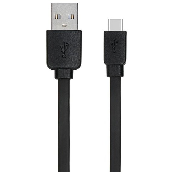 Кабель 2E USB Cable to USB-C Flat Single Molding Type 1m Black (2E-CCTPVC-1MBL)