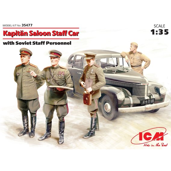 Штабная машина "Капитан" седан с советским штабным персоналом, Kapitan Saloon staff car with Soviet staff personnel(ICM35477)