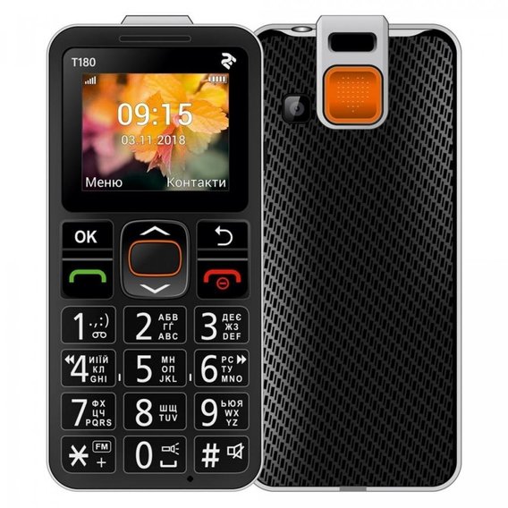 Мобильный телефон 2E T180 SingleSim Black (UA UCRF)