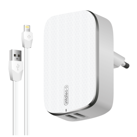 Зарядное устройство Intaleo USB Wall Charger 2xUSB 2.4A White with Lightning Cable (CG242)