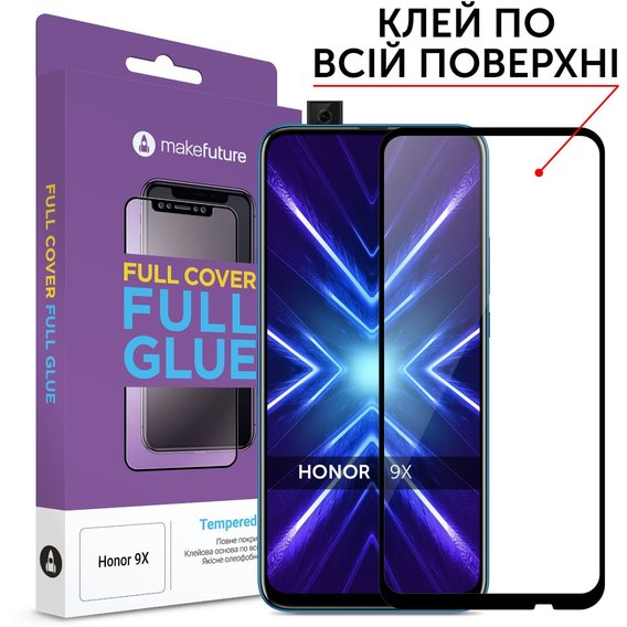 Аксессуар для смартфона MakeFuture Tempered Glass Full Cover Glue Black (MGF-H9X) for Honor 9X