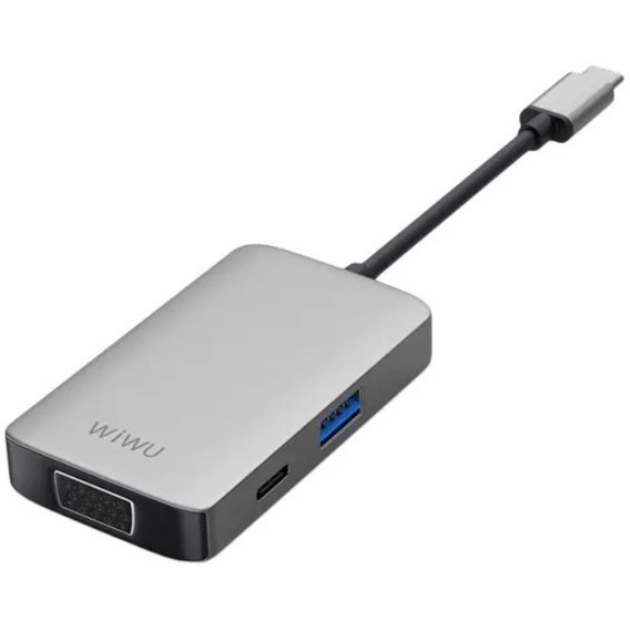Адаптер WIWU Adapter Alpha 513HVP USB-C to USB3.0+USB-C+VGA+HDMI+3.5mm Grey