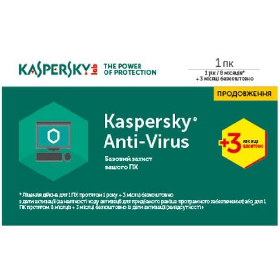 Kaspersky Anti-Virus 1 PC 1 year + 3 month Renewal Card (KL1171OOABR17)