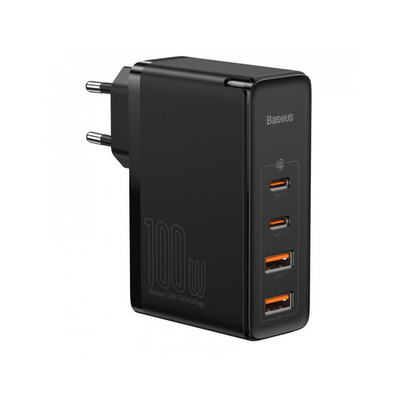 Зарядное устройство Baseus Wall Charger GaN2 2xUSB-C+2хUSB 100W Black with USB-C Cable (CCGAN2P-L01)