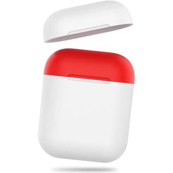 Чехол для наушников AhaStyle Silicone Duo Case White/Red (AHA-01380-WWR) for AirPods