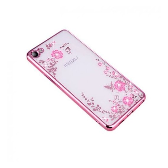 Аксессуар для смартфона TPU Case Flowers with Glossy Bumper Pink for Meizu U10
