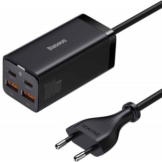 Зарядное устройство Baseus Wall Charger GaN3 Pro 2xUSB+2xUSB-C 100W Black with USB-C cable (CCGP000101)