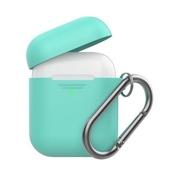 Чехол для наушников AhaStyle Silicone Duo Case with Belt Mint Green (AHA-02060-MGR) for Apple AirPods 2 2019