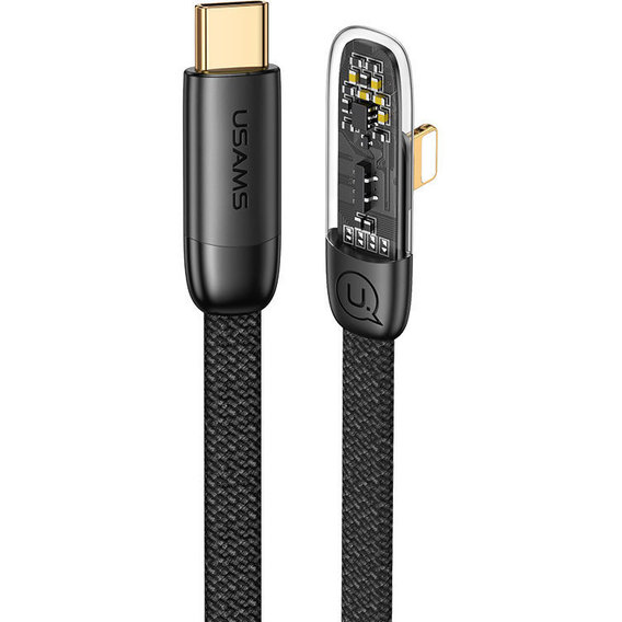 Кабель Usams Cable USB-C to Lightning Right-Angle PD 20W 2m Black (US-SJ586)