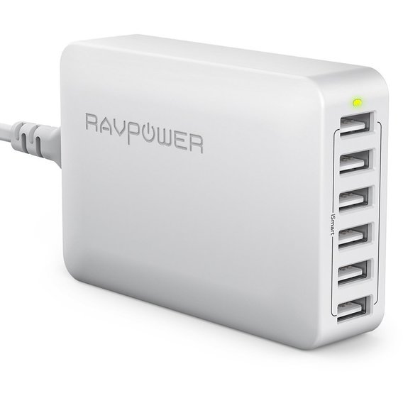 Зарядное устройство RavPower USB Wall Charger Station with iSmart Technology 6xUSB 60W 12A White (RP-PC028WH)
