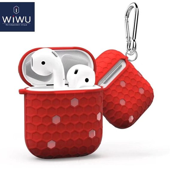 Чехол для наушников WIWU Football Protect Case with Belt Red for Apple AirPods