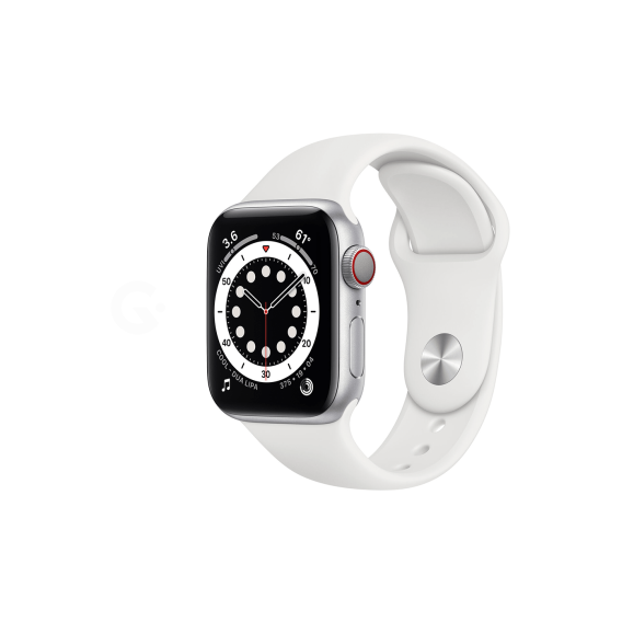 Apple Watch Series 6 40mm GPS+LTE Silver Aluminum Case with White Sport Band (M02N3)