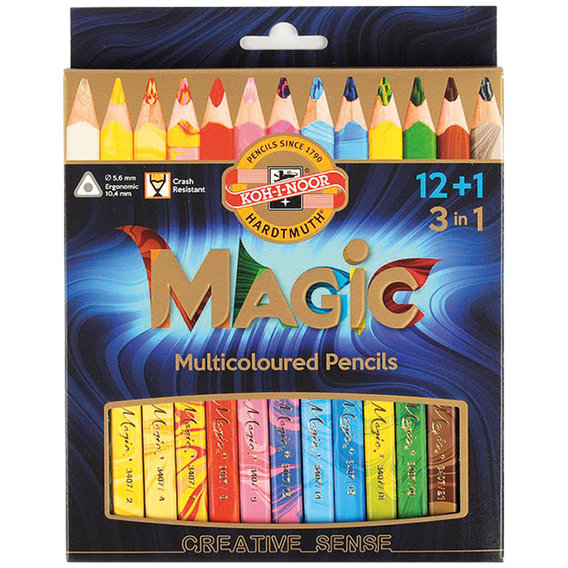 Набор карандашей KOH-I-NOOR MAGIC 3в1, 12+1 цветные (340801)