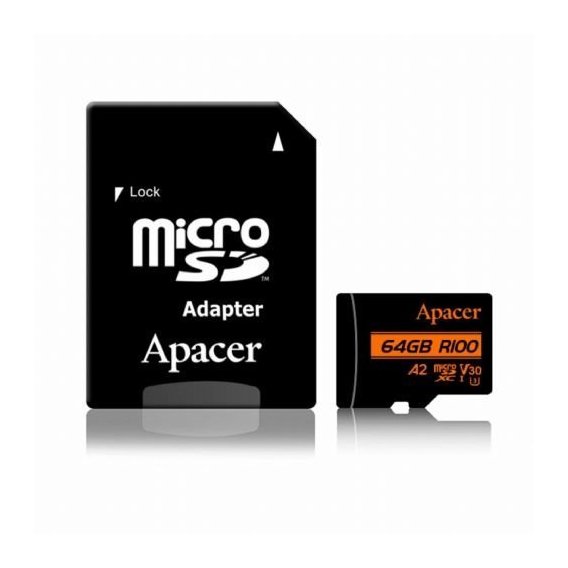 Карта памяти Apacer 64GB microSD Class 10 UHS-I U3 (AP64GMCSX10U8-R)