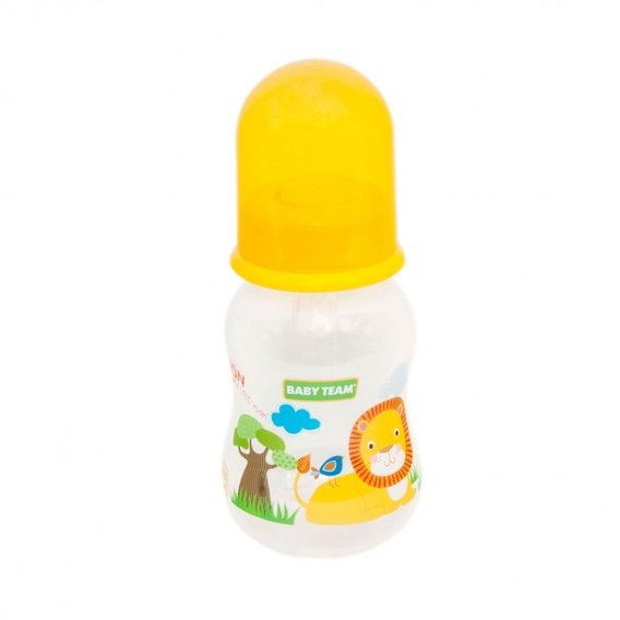 Бутылочка с талией и силиконовой соской Baby Team 125 мл (1111 желтый)
