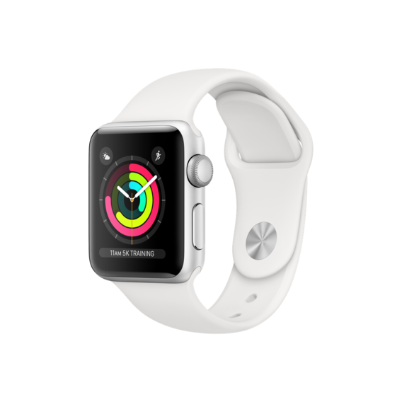 Apple Watch Series 3 38mm GPS Silver Aluminum Case with White Sport Band (MTEY2) (MTEY2FS/A) UA