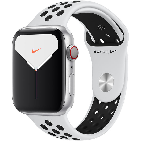 Apple Watch Series 5 Nike 44mm GPS+LTE Silver Aluminum Case with Pure Platinum/Black Nike Sport Band (MX392)