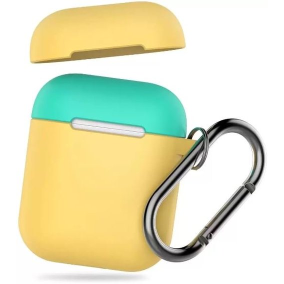 Чехол для наушников AhaStyle Silicone Duo Case with Belt Yellow/Green (AHA-01460-YYM) for AirPods