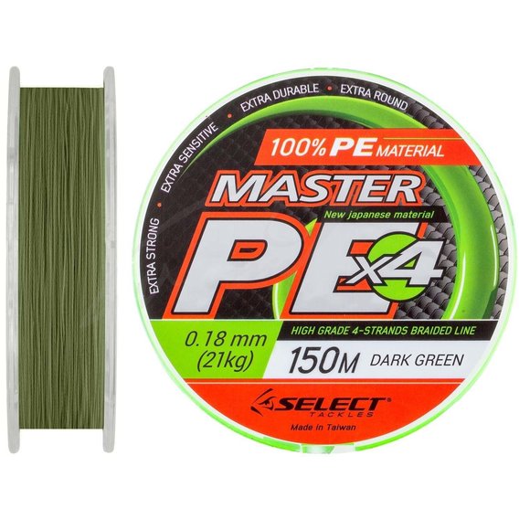 Шнур Select Master PE 150m (темн.-зел.) 0.18мм 21кг (1870.01.76)