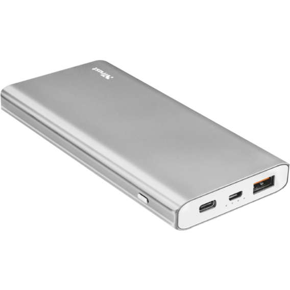 Внешний аккумулятор Trust Power Bank Omni thin USB-C Quick Charge C3 10000mAh Silver (22701)