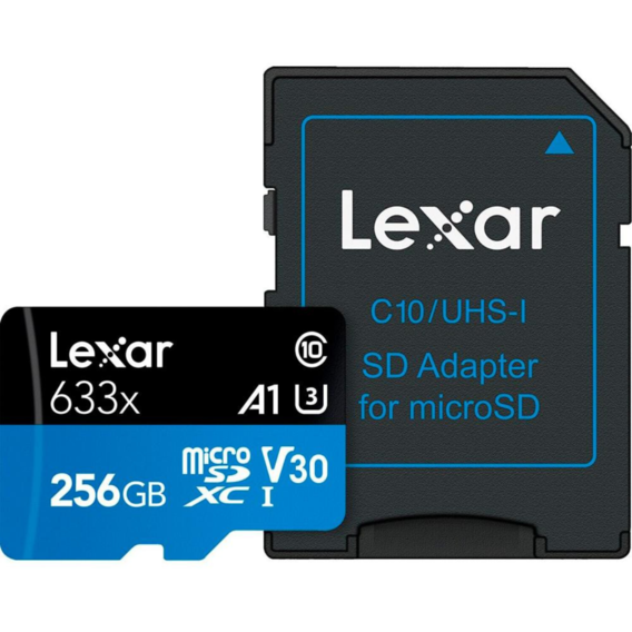 Карта памяти Lexar 256GB microSDXC Class 10 UHS-I U3 V30 A1 High Performance 633x + adapter (LSDMI256BB633A)