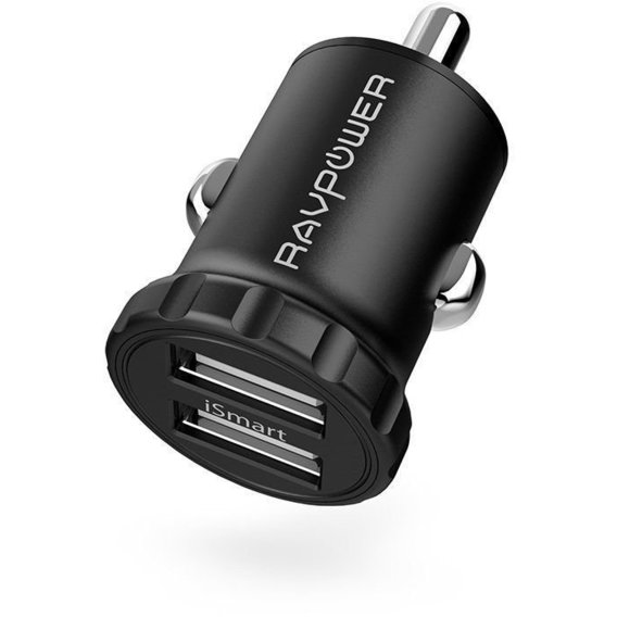 Зарядное устройство RavPower USB Car Charger Mini 2xUSB 24W 4.8A with iSmart 2.0 Charging Tech Black (RP-PC031)