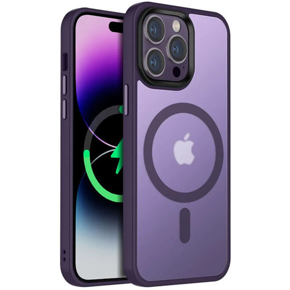 Аксессуар для iPhone Mobile Case TPU+PC Metal Buttons with MagSafe Colorful Dark Purple for iPhone 15 Pro