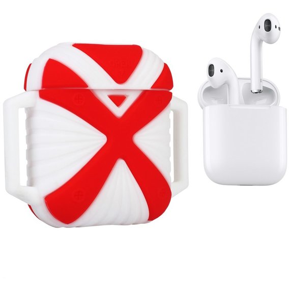Чехол для наушников Becover Case X-HuWei i-Smile with Belt Red/White IPH1443 (702334) for Apple AirPods