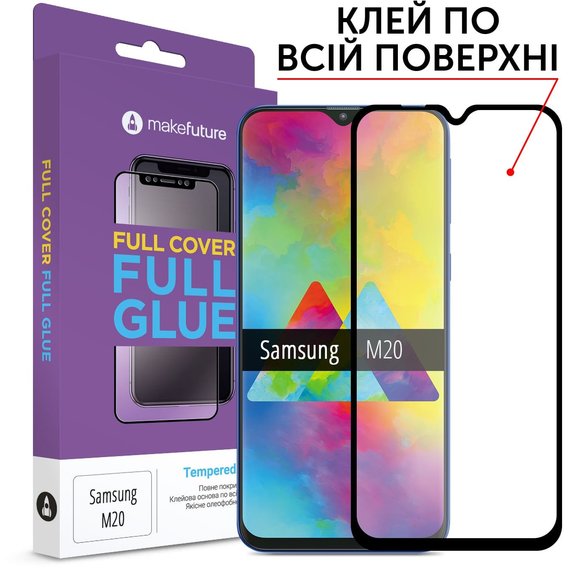 Аксессуар для смартфона MakeFuture Tempered Glass Full Cover Glue Black (MGF-SM205) for Samsung M205 Galaxy M20
