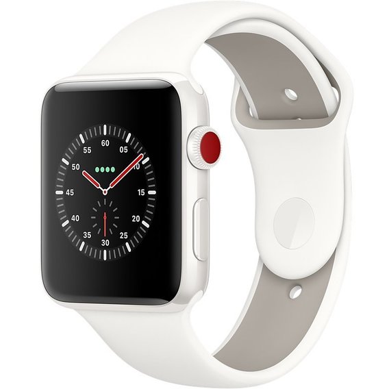 Apple Watch Series 3 Edition 42mm GPS+LTE White Ceramic Case with Soft White/Pebble Sport Band (MQKD2)