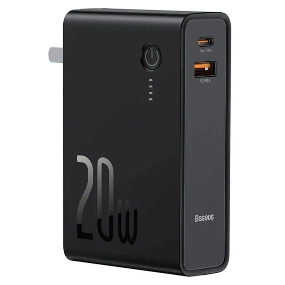 Зарядное устройство Baseus Wall Charger USB+USB-C Power Station 2 + Power Bank 10000mAh 20W CN Black (PPNL010001)