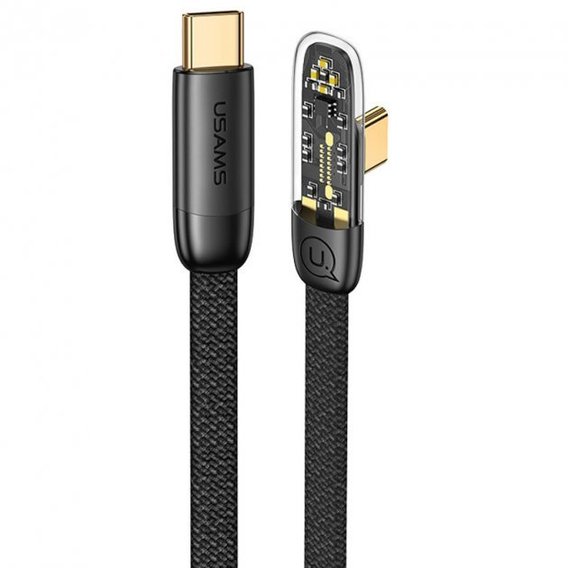 Кабель Usams Cable USB-C to USB-C Right-Angle PD 100W 1.2m Black (US-SJ584)