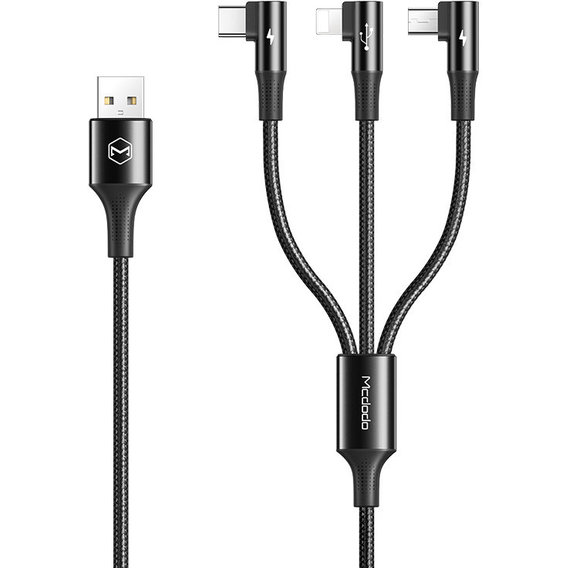 Кабель Mcdodo USB Cable to Lightning/microUSB/USB-C 1.2m Black