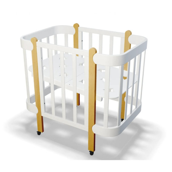 Детская кроватка трансформер IngVart Nika 60/120 белая с натуральными ножками (3190031017)