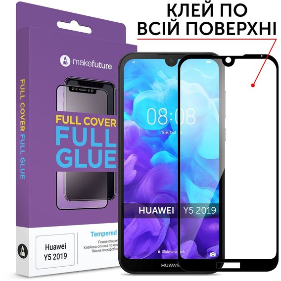 Аксессуар для смартфона MakeFuture Tempered Glass Full Cover Glue Black (MGF-HUY519) for Huawei Y5 2019