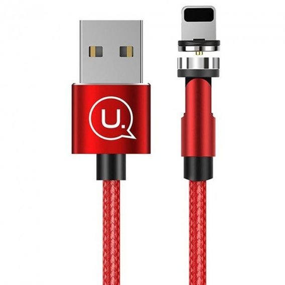 Кабель Usams USB Cable to Lightning Rotatable Magnetic 1m Red (US-SJ472)