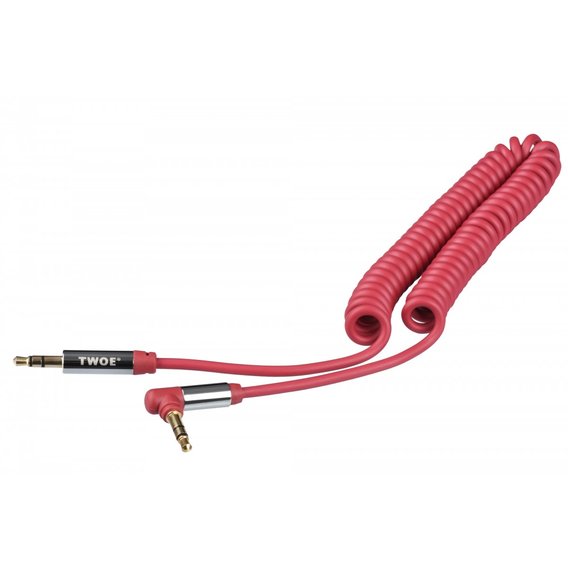 Кабель 2E Audio Cable AUX 3.5mm Jack Right Angel Coiled 1.8m Red (2E-W9653RRD)