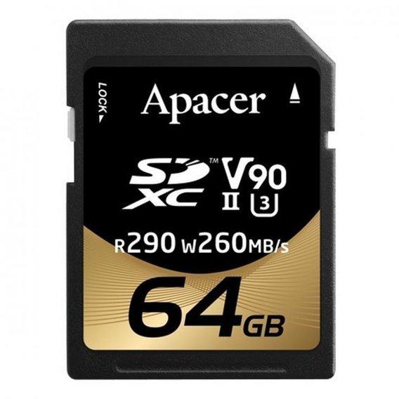 Карта памяти Apacer 64GB SDXC Class 10 UHS-II U3 (AP64GSDXC10V9-R)
