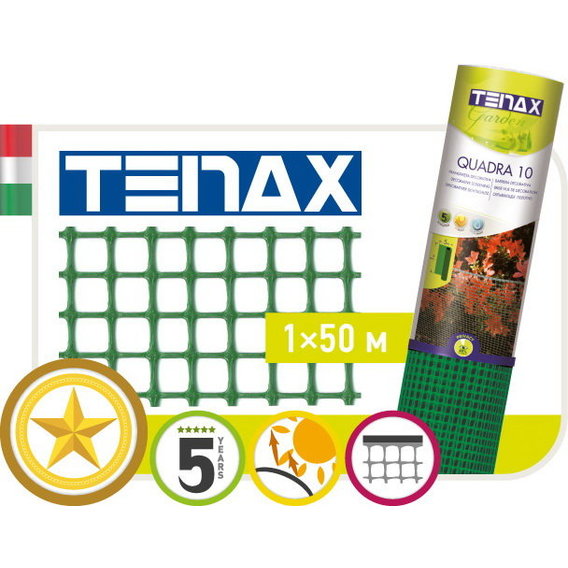 Сетка полимерная Tenax "Квадра 10" зеленая (1х50м)