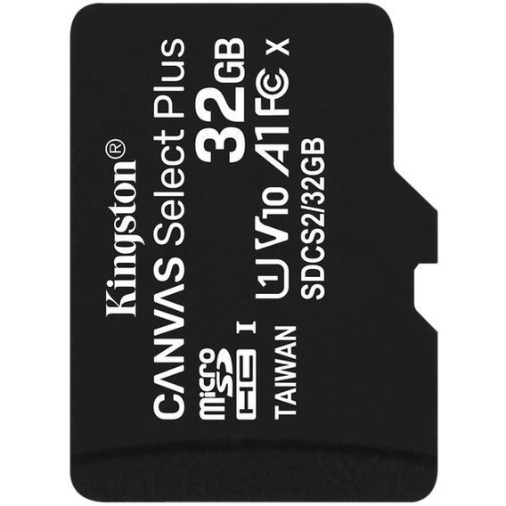 Карта памяти Kingston 32GB microSDHC UHS-I U1 V10 A1 Canvas Select Plus (SDCS2/32GBSP)