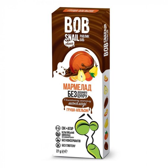 Улитка Боб Мармелад Груша-Апельсин Бельгийский молочный шоколад 27 г (4820219342106)
