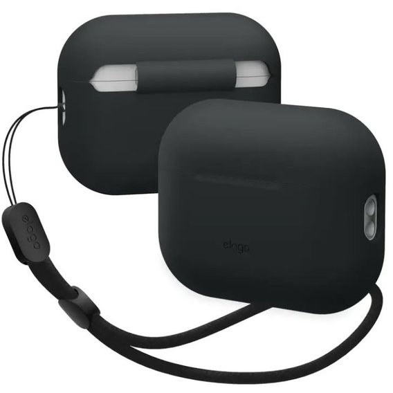 Чехол для наушников Elago Silicone Basic Case with Nylon Lanyard Black (EAPP2SC-BA+ROSTR-BK) for Apple AirPods Pro 2