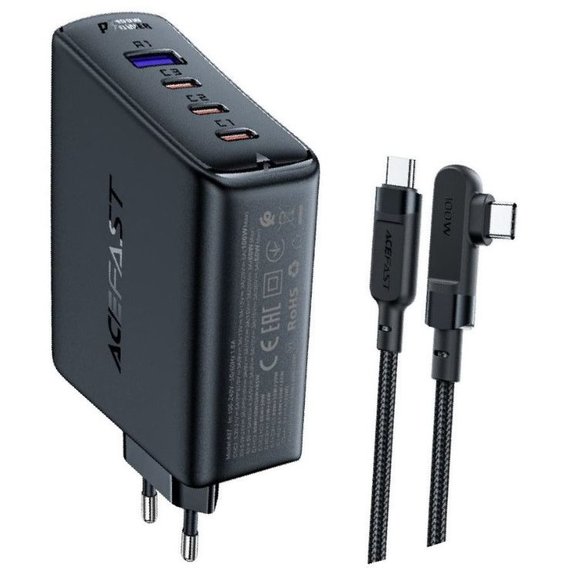 Зарядное устройство Acefast Wall Charger 3xUSB-C+USB A37 100W USB-C Cable Black