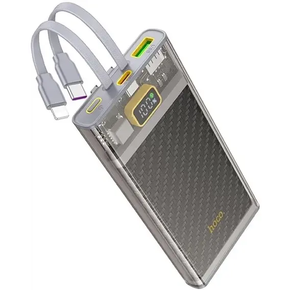 Внешний аккумулятор Hoco Power Bank 10000mAh J104 Discovery Edition with Cable 22.5W Gray